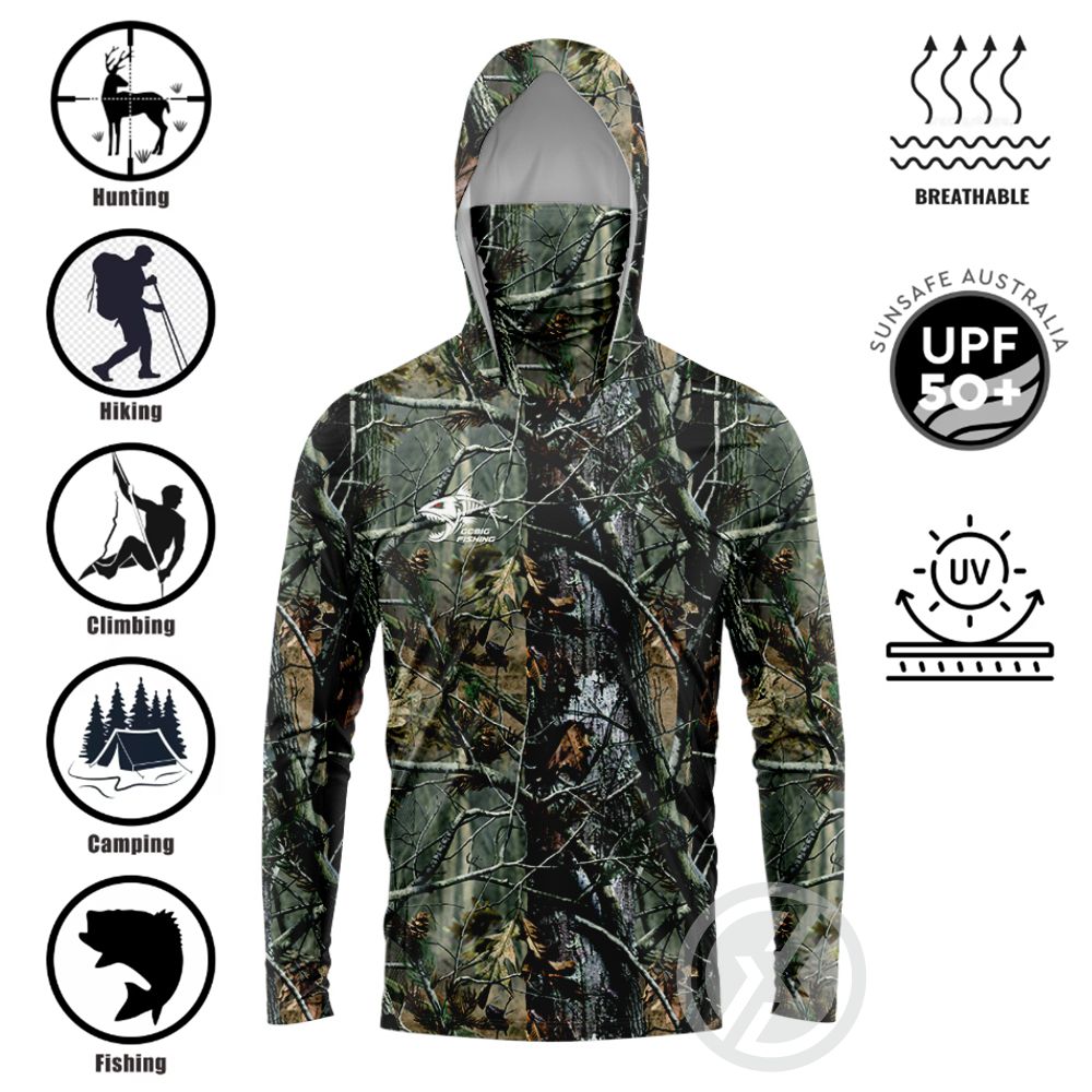 Fishing Shirt Uv Protection - قميص صيد بغطاء رأس UPF50+ مع