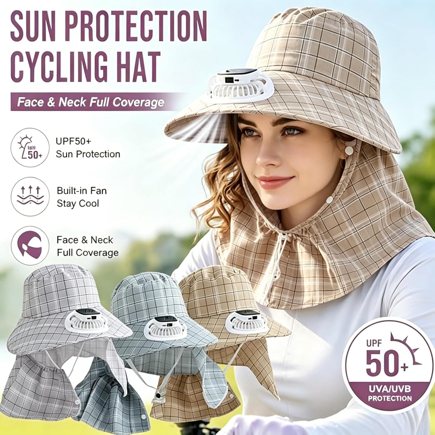Fishing Hat - قبعة بمروحة تعمل بالطاقة الشمسية قابلة