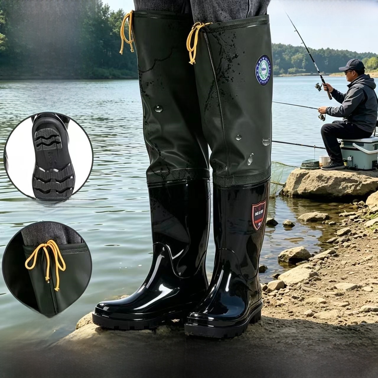 Fishing Boots - أحذية مطر سميكة فوق الركبة للرجال،