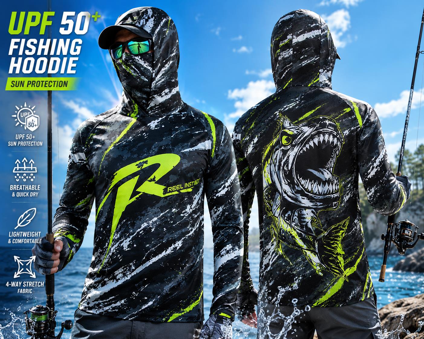 قميص صيد خفيف الوزن وقابل للتن - مراجعة Fishing Mask Sun Protection وسعره