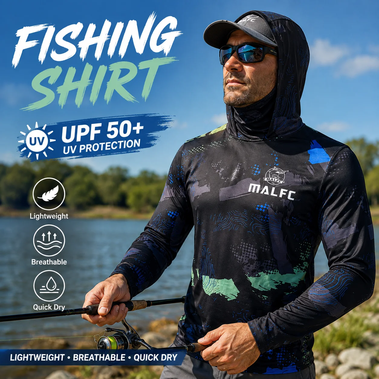 قميص صيد رجالي بأكمام طويلة مع - مراجعة Fishing Mask Sun Protection وسعره