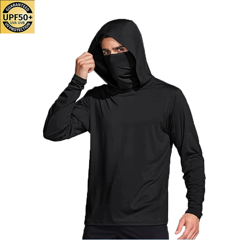 قميص صيد رجالي بلون موحد مع قل - مراجعة Fishing Mask Sun Protection وسعره